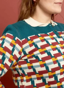 Hot Aila - Teal Blocks Knitted Top Tea Towels