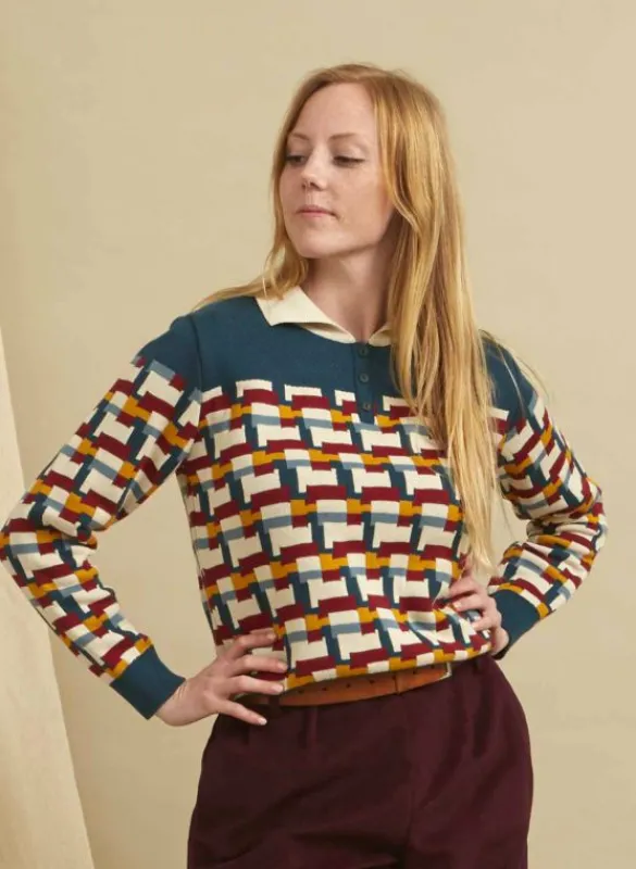 Hot Aila - Teal Blocks Knitted Top Tea Towels