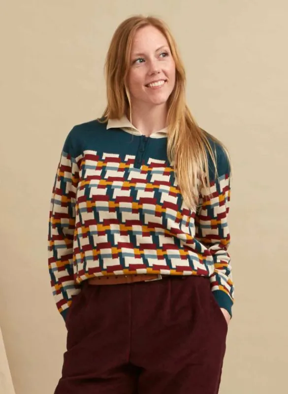 Hot Aila - Teal Blocks Knitted Top Tea Towels