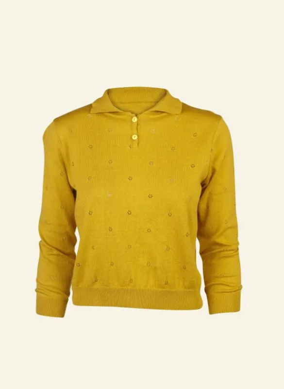 Discount Aila Knitted Cotton Top - Mustard Yellow Tea Towels