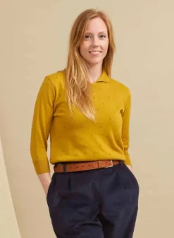 Discount Aila Knitted Cotton Top - Mustard Yellow Tea Towels