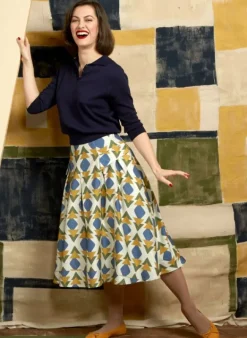 Sale Aila Knitted Cotton Top - Navy Tea Towels
