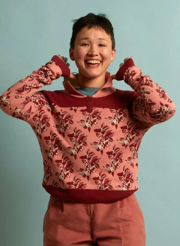 Fashion Aila Knitted Top - Pink Sloes Tea Towels