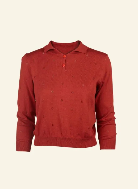 Sale Aila Knitted Top - Rust Red Tea Towels