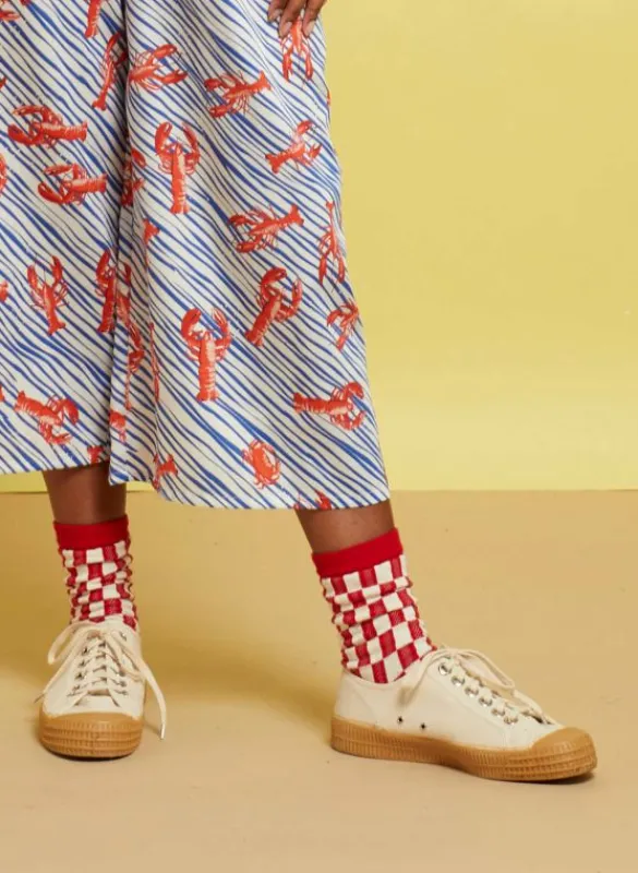 Cheap Ankle Socks - Red Check Women Socks | Socks