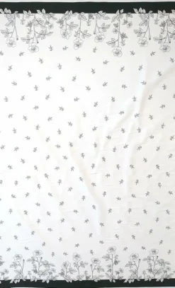 Discount Black and White Roses Fabric - Cotton Twill Tea Towels | Fabric By The Metre