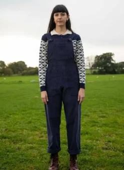 Hot Bonnie Dungarees - Navy Corduroy Women Jumpsuits & Dungarees | Tea Towels