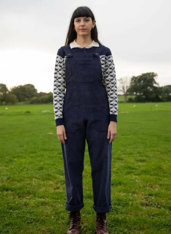 Hot Bonnie Dungarees - Navy Corduroy Women Jumpsuits & Dungarees | Tea Towels