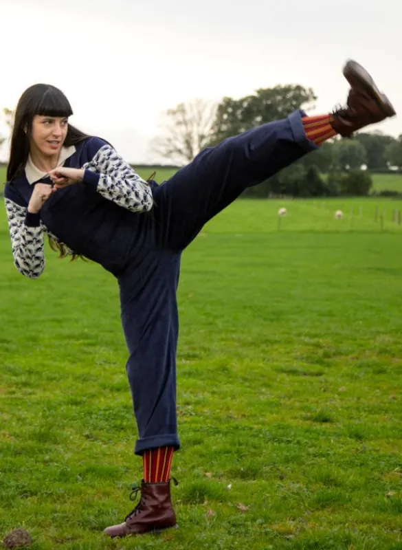 Hot Bonnie Dungarees - Navy Corduroy Women Jumpsuits & Dungarees | Tea Towels