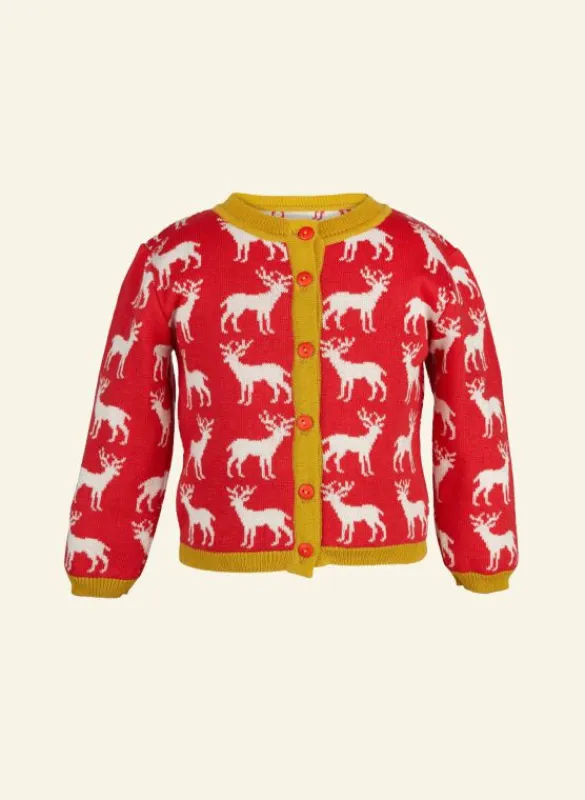 Outlet Children's Cardigan - Red Reindeer Kids Children's Knitwear | Tea Towels