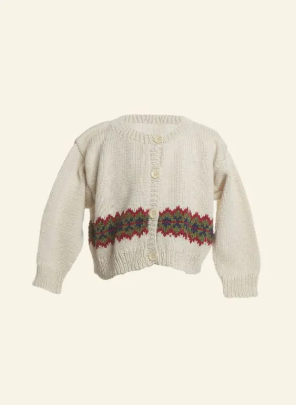 Store Children's Hand Knit Cardigan - Cream Zig Zag Kids Children's Knitwear | Tea Towels
