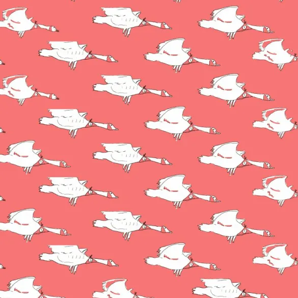 Clearance Coral Ducks Jersey Fabric - Cotton Tea Towels | Fabric By The Metre