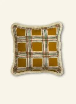 Hot Cushion Cover - Mustard Checks Tea Towels | Cushion Covers