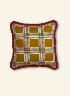 Hot Cushion Cover - Mustard Checks Tea Towels | Cushion Covers