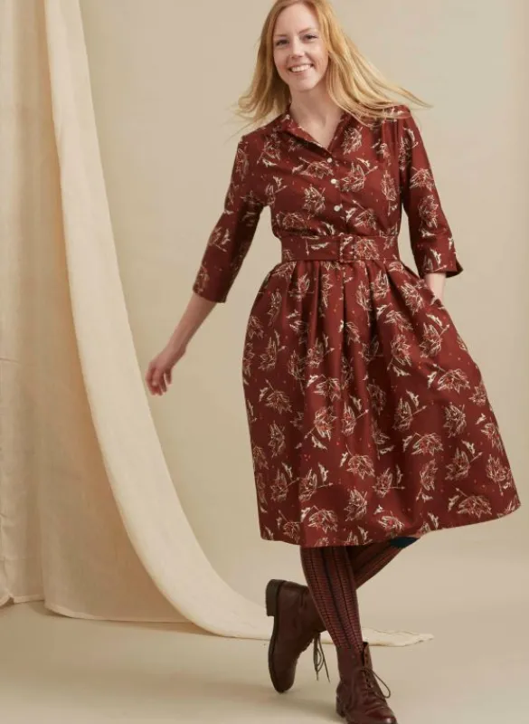 Best Sale Cynthia - Chocolate Maple Leaf Dress Women Dresses | Tea Towels