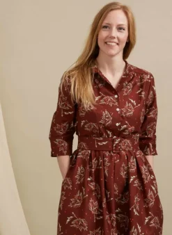 Best Sale Cynthia - Chocolate Maple Leaf Dress Women Dresses | Tea Towels