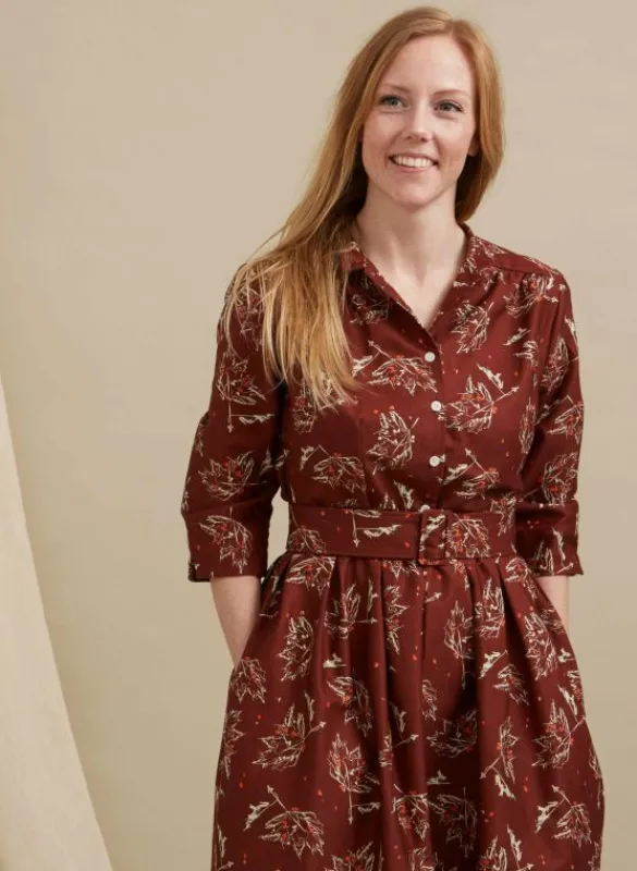 Best Sale Cynthia - Chocolate Maple Leaf Dress Women Dresses | Tea Towels