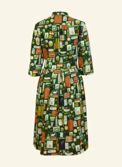 Flash Sale Cynthia - Dark Green Badges Dress Women Dresses | Tea Towels