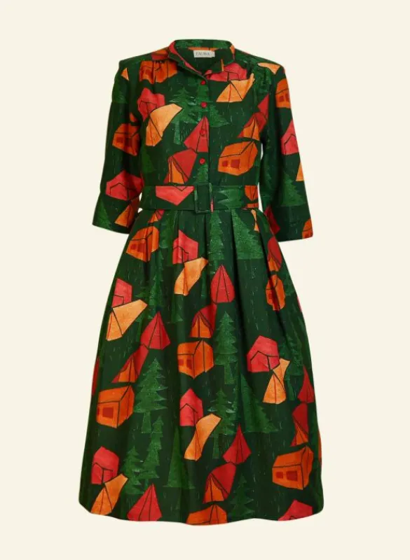 Sale Cynthia - Dark Green Tents Dress Women Dresses | Tea Towels