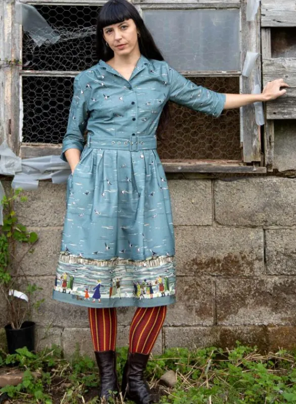 Sale Cynthia - Teal Loch Ness Monster Dress Women Dresses | Tea Towels