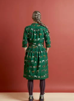 Clearance Cynthia Dress - Green Porcelain Dogs Women Dresses | Tea Towels