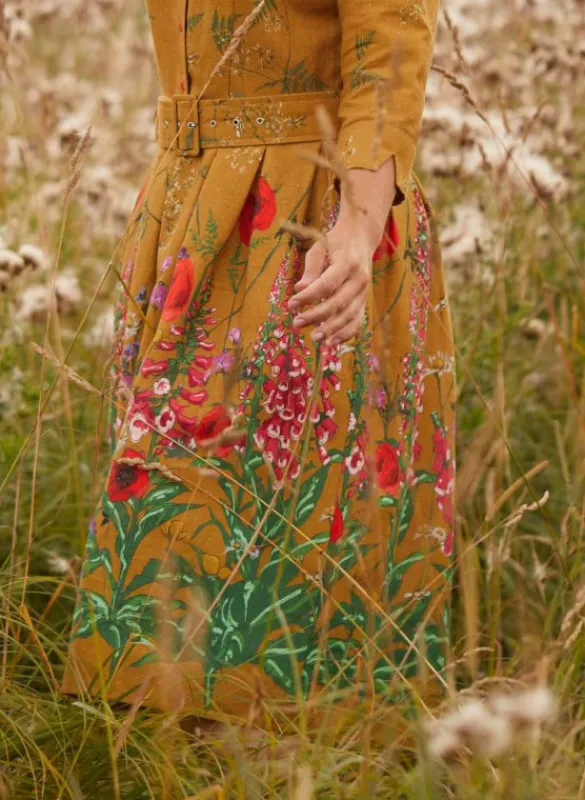 Flash Sale Cynthia Dress - Mustard Wildflowers Women Dresses | Tea Towels