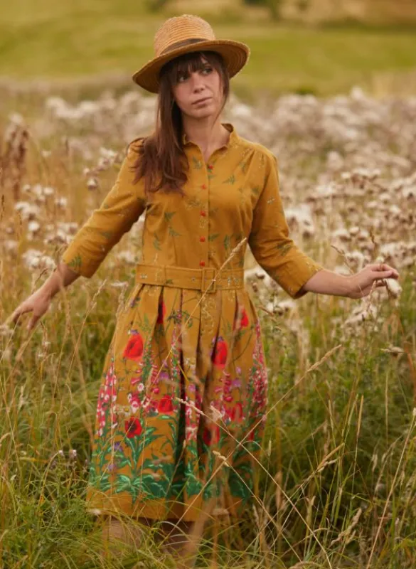 Flash Sale Cynthia Dress - Mustard Wildflowers Women Dresses | Tea Towels