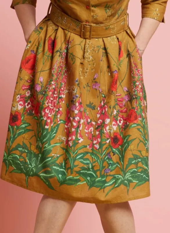 Flash Sale Cynthia Dress - Mustard Wildflowers Women Dresses | Tea Towels