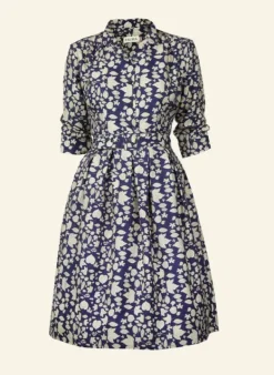 Flash Sale Cynthia Dress - Navy Autumn Leaves Women Dresses | Tea Towels