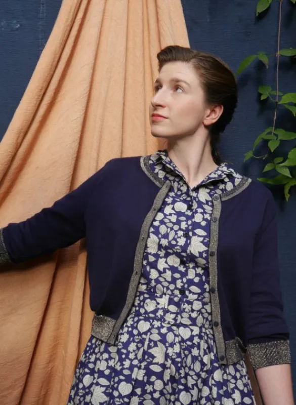 Flash Sale Cynthia Dress - Navy Autumn Leaves Women Dresses | Tea Towels