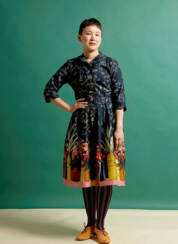 Outlet Cynthia Dress - Navy Constance Spry Women Dresses | Tea Towels
