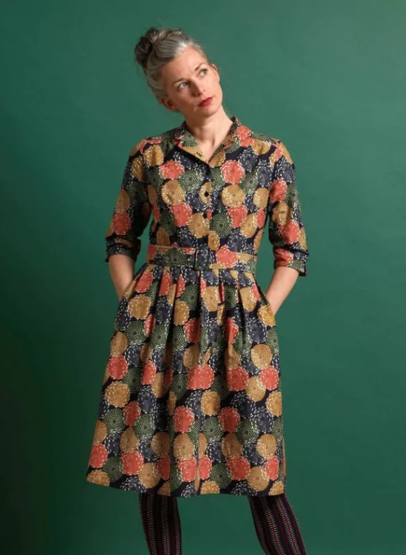 Sale Cynthia Dress - Navy Pinecones Women Dresses | Tea Towels