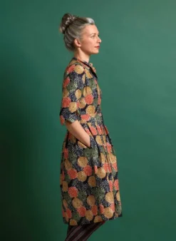 Sale Cynthia Dress - Navy Pinecones Women Dresses | Tea Towels
