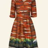 Hot Cynthia Dress - Rust Flying Scotsman Women Dresses | Tea Towels