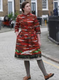 Hot Cynthia Dress - Rust Flying Scotsman Women Dresses | Tea Towels