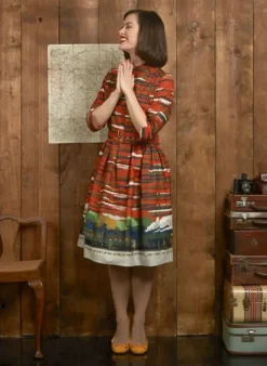 Hot Cynthia Dress - Rust Flying Scotsman Women Dresses | Tea Towels