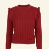 Online Diana Knitted Cotton Top - Red Ruffle Women Tops & Blouses | Tea Towels