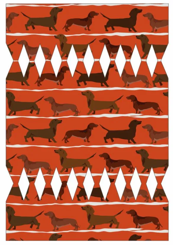 Discount DIY Christmas Cracker - Rust Sausage Dogs Template Tea Towels