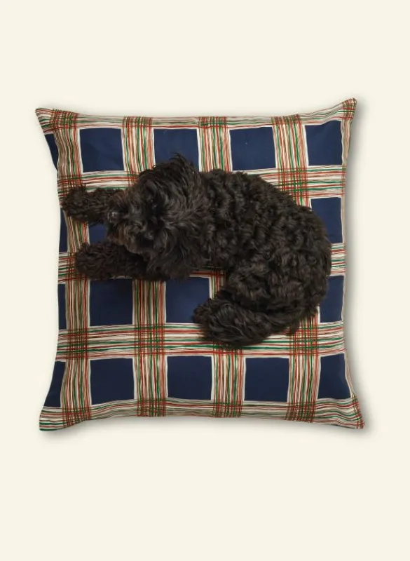 Outlet Dog Bed - Navy Checks Tea Towels | Dog Beds