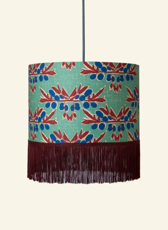 Shop Drum Fringe Lampshade - Green Nouveau Plum Tea Towels | Lampshades
