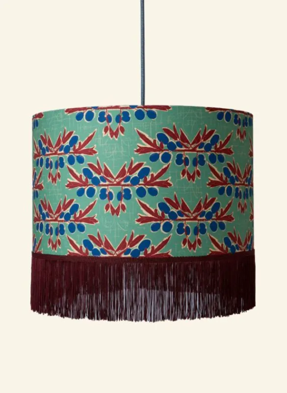 Shop Drum Fringe Lampshade - Green Nouveau Plum Tea Towels | Lampshades