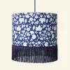 Discount Drum Fringe Lampshade - Navy Autumn Leaves Tea Towels | Lampshades