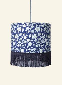 Discount Drum Fringe Lampshade - Navy Autumn Leaves Tea Towels | Lampshades