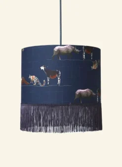 Online Drum Fringe Lampshade - Navy Endangered Animals Tea Towels | Lampshades