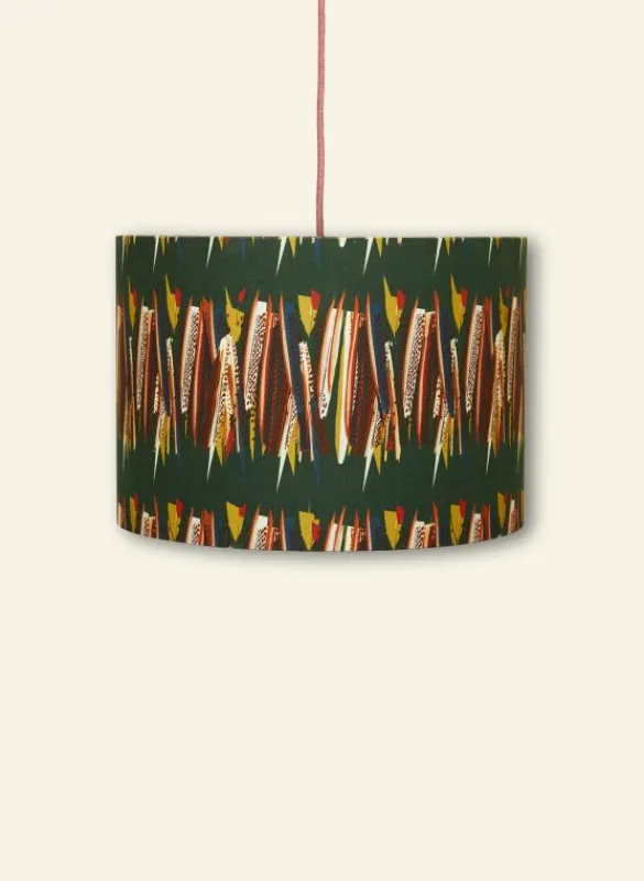 Fashion Drum Lampshade - Green Mid-Century Feather Tea Towels | Lampshades