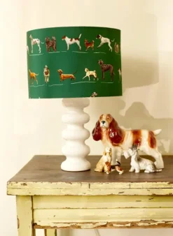 Outlet Drum Lampshade - Green Porcelain Dogs Tea Towels | Lampshades