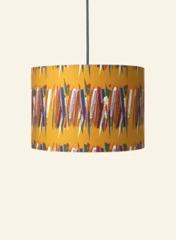 Cheap Drum Lampshade - Mustard Mid-Century Feather Tea Towels | Lampshades