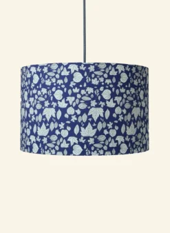 Online Drum Lampshade - Navy Autumn Leaves Tea Towels | Lampshades