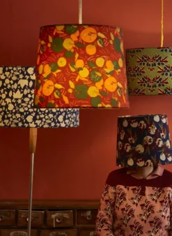 Online Drum Lampshade - Navy Autumn Leaves Tea Towels | Lampshades