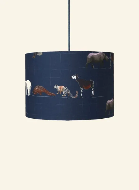 Online Drum Lampshade - Navy Endangered Animals Tea Towels | Lampshades